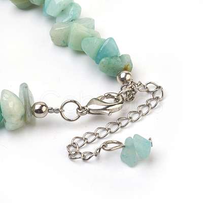 Natural Flower Amazonite Chip Beads Anklets AJEW-AN00229-08-1