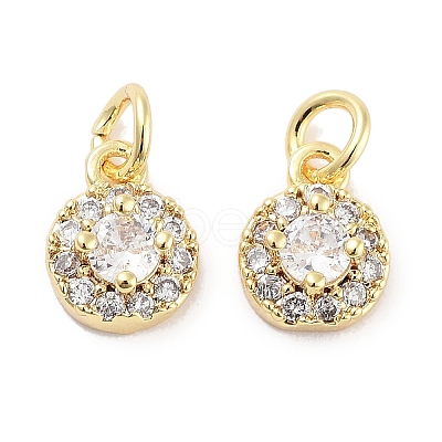 Brass Micro Pave Cubic Zirconia Charms KK-C051-12G-02-1