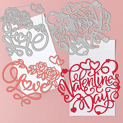 3Pcs 3 Styles Valentine's Day Theme Carbon Steel Cutting Dies Stencils DIY-WH0309-646-1