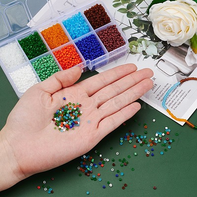 8000Pcs 10 Style 12/0 Frosted & Opaque Glass Seed Beads SEED-YW0001-46-1