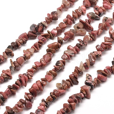 Natural Rhodonite Chip Bead Strands X-G-M205-24-1