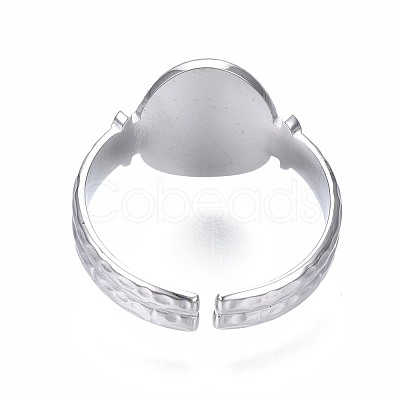 Non-Tarnish 304 Stainless Steel Oval Open Cuff Ring RJEW-T023-53P-1