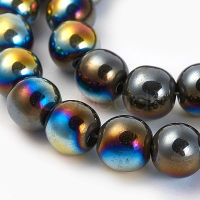 Electroplated Non-magnetic Synthetic Hematite Beads Strands G-P408-A-4mm-1