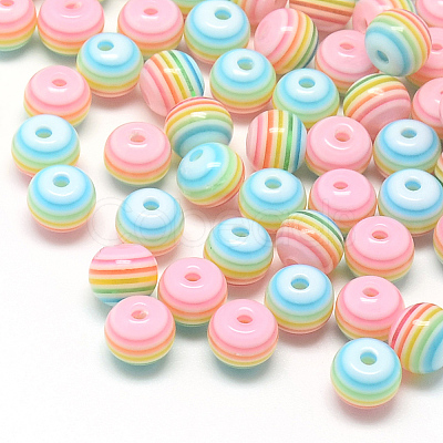 Transparent Stripe Resin Beads X-RESI-S345-8mm-09-1