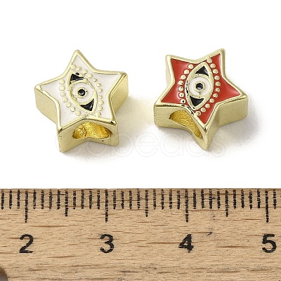 Brass Enamel European Beads KK-R162-060G-1