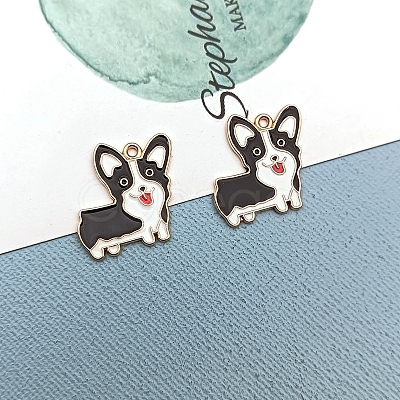 Alloy Enamel Puppy Pendants PW-WG22495-01-1