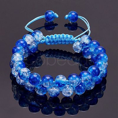 Sparkling Round Glass Braided Bead Bracelet BJEW-SW00082-20-1