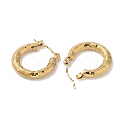 Hammered 201 Stainless Steel Half Hoop Earrings for Women EJEW-G385-01G-1