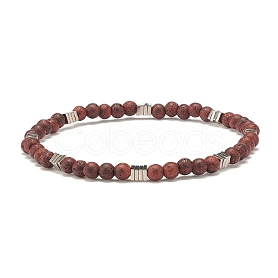 Natural Wood Beads Stretch Bracelets Set BJEW-JB07344-1