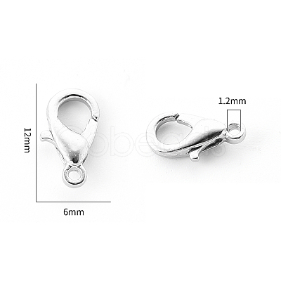 Zinc Alloy Lobster Claw Clasps PALLOY-YW0001-12P-1