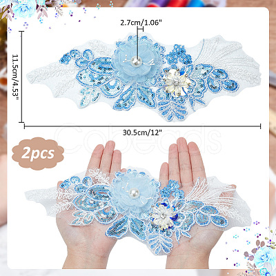 3D Flower Pattern Polyester Embroidered Lace Appliques DIY-WH0530-91-1