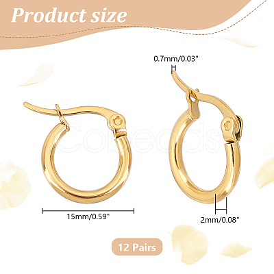 Unicraftale Ring 304 Stainless Steel Hoop Earrings EJEW-UN0001-05-11G-A-1