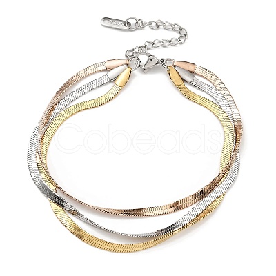 304 Stainless Steel Herringbone Chain Bracelets BJEW-H618-18MC-1