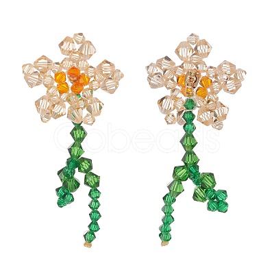 Imitation Austrian Crystal Flower of Life Dangle Stud Earrings X1-EJEW-TA00029-02-1