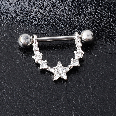 Alloy Crystal Rhinestone Star Nipple Rings WG581B5-02-1