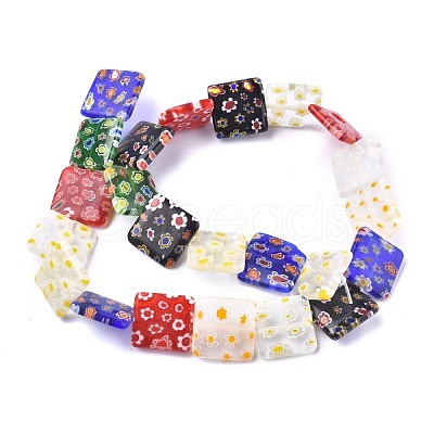 Square Handmade Millefiori Glass Beads LK-R004-46-1