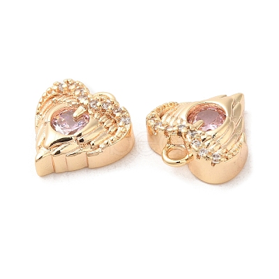 Brass & Glass & Cubic Zirconia Charms KK-G468-54G-01-1