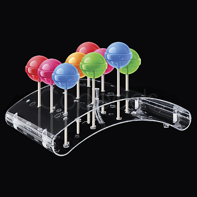 20-Hole Arc-Shaped Transparent Acrylic Lollipop Display Holder ODIS-WH0043-03B-1