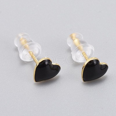 Brass Enamel Stud Earrings EJEW-L231-65A-1