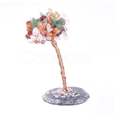 Natural Quartz and Mixed Gemstone Display Decorations DJEW-WH0007-06-1