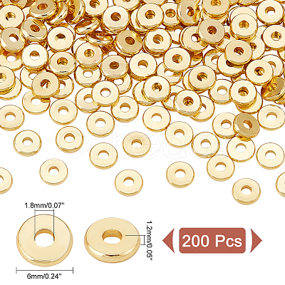 PandaHall Elite 200Pcs Brass Spacer Beads KK-PH0005-76A-1