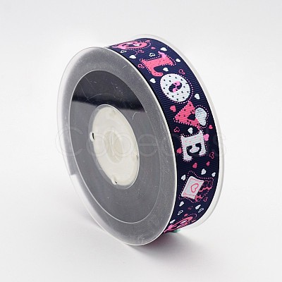 Valentine's Day Word Love Printed Polyester Grosgrain Ribbons for Gift Packaging SRIB-F001-02F-1