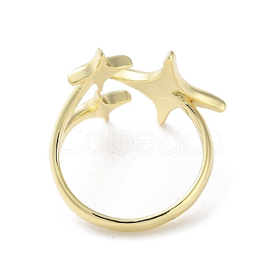 Brass Star Open Cuff Ring for Women RJEW-A042-01B-1