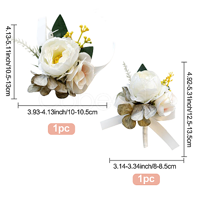 CRASPIRE 2Pcs 2 Style Silk Cloth Imitation Peony Corsage Boutonnieres AJEW-CP0001-59A-1