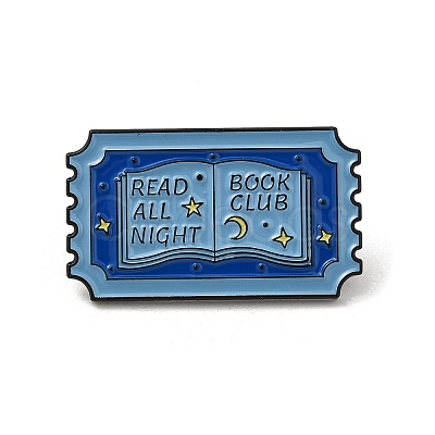 Rectangle with Star & Moon & Word Read All Night Book Club Enamel Pins JEWB-M029-07C-EB-1