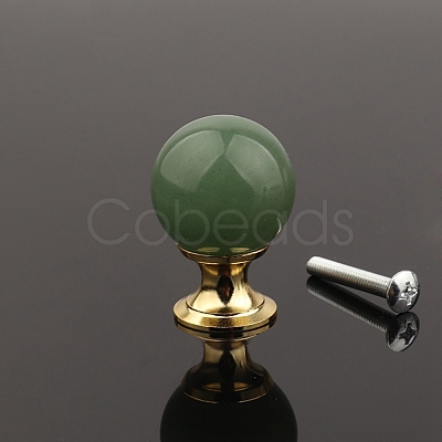 Metal & Natural Green Aventurine Drawer Knobs PW-WG57F80-03-1