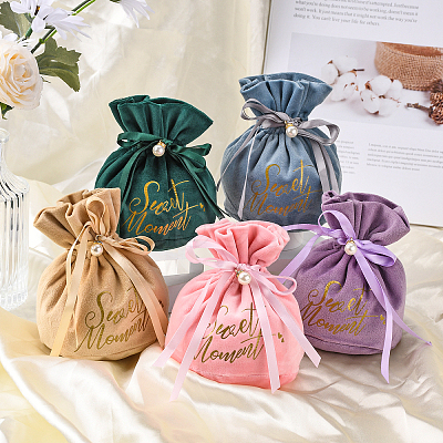 10Sets 5 Colors Velvet Jewelry Drawstring Gift Bags TP-CJ0001-02-1