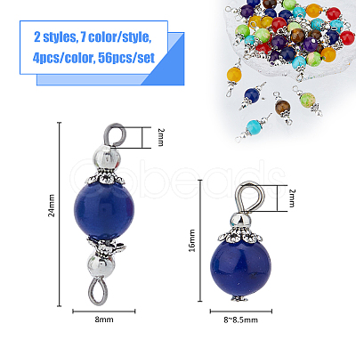 SUPERFINDINGS Chakra Theme Natural & Synthetic Mixed Gemstone Pendant & Link Connectors DIY Jewelry Making Finding Kits DIY-FH0006-77-1