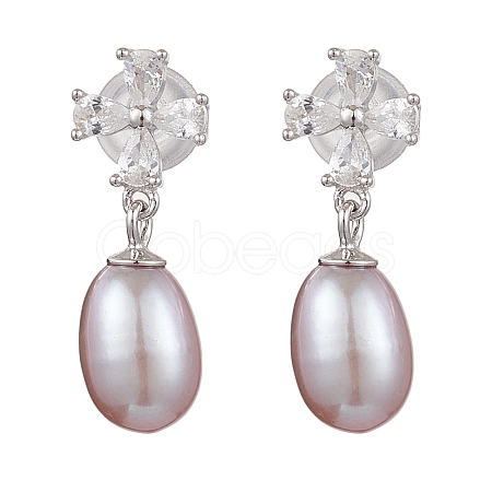 Natural Pearl Ear Studs EJEW-P286-09P-1