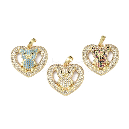 Brass Micro Pave Cubic Zirconia Pendants KK-P266-14G-1