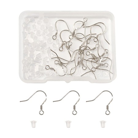 925 Sterling Silver Earring Hooks and Plastic Ear Nuts DIY-TA0002-30-1