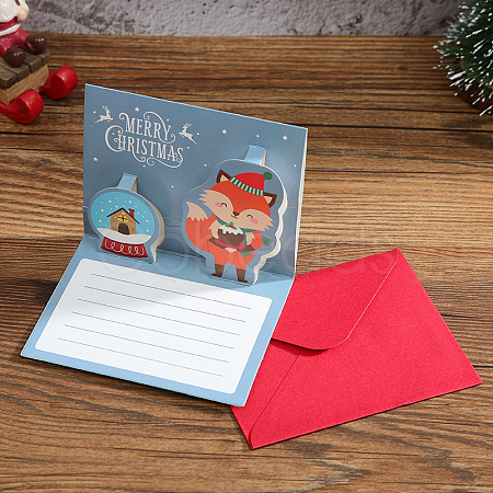 Christmas Theme 1Pc Paper Envelope and 1Pc 3D Pop Up Greeting Card Set SCRA-PW0007-70E-1