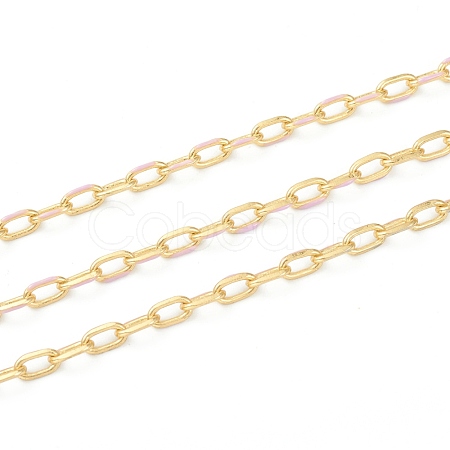 Handmade Golden Brass Enamel Link Chains CHC-M021-66B-10-1