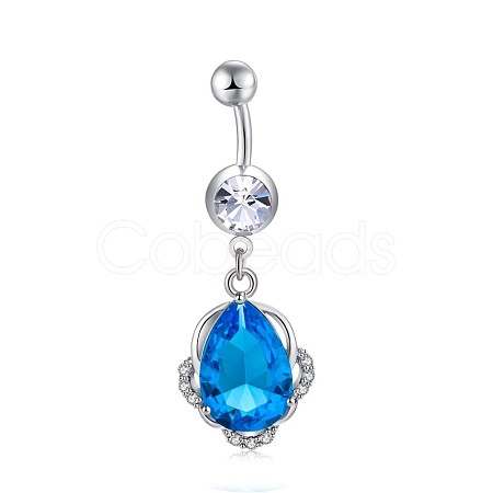 Eco-Friendly Brass Cubic Zirconia Navel Ring AJEW-EE0004-49A-1
