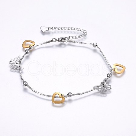 304 Stainless Steel Charm Bracelets STAS-O099-03GP-1