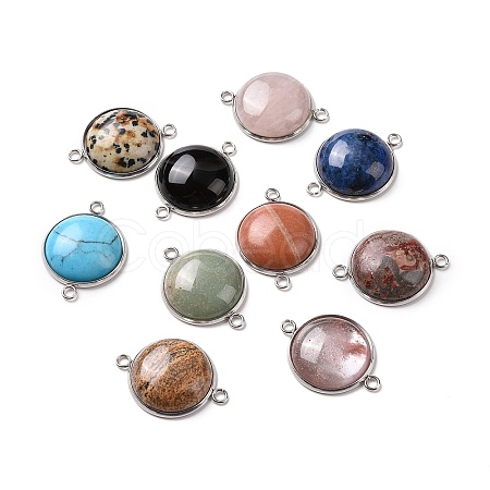 Natural & Synthetic Mixed Gemstone Connector Charms G-D059-01A-1