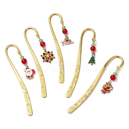 Christmas Theme Alloy  Hook Bookmarks AJEW-JK00334-1