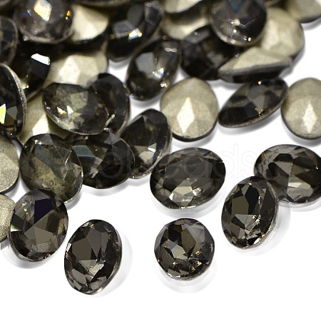 Faceted Oval Glass Pointed Back Rhinestone Cabochons RGLA-A010-6x8mm-S21-1