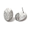 Non-Tarnish 304 Stainless Steel Stud Earrings Findings, with Vertical Loop, Textured Oval, Stainless Steel Color, 20x16mm, Hole: 2.5mm, Pin: 0.7mm