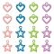 32Pcs 8 Style Spray Painted Alloy Pendants, Heart & Star, Mixed Color, 13~16x12~13.5x2mm, Hole: 1.5~1.6mm, 4pcs/style