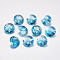 Faceted Glass Rhinestone Charms, Imitation Austrian Crystal, Flat Round, Aquamarine, 10x5mm, Hole: 1.2mm