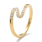 Ion Plating(IP) 304 Stainless Steel Finger Rings, with Crystal Rhinestone, Wave, Golden, US Size 6~9(16.5~18.9mm)