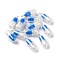 Translucent Plastic Pendants, Pill Capsule Charm, with Platinum Tone Iron Loops, Deep Sky Blue, 29x10.5mm, Hole: 2mm