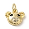 Brass Micro Pave Clear Cubic Zirconia Pendants, Bear , Real 18K Gold Plated, 10.5x11.5x5mm, Hole: 3.2mm