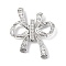 Rack Plating Brass Micro Pave Clear Cubic Zirconia Fold Over Clasps, Bowknot, Platinum, 31x24x5mm, Hole: 1x1.4mm