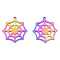 Ion Plating(IP) 201 Stainless Steel Pendants, Halloween Style, Spider Web, Rainbow Color, 28x25.5x1mm, Hole: 1.4mm